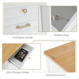 Anbuy Double Kitchen Trash Cabinets Dual Tilt Out Cabinet with Two Wood Hideaway Holder Drawers, Free Standing Recycling Trash Can Holder (Upgrade White) Anbuy