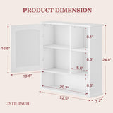 VECELO Bathroom Wall Cabinet with Mirror, Wall Mounted Medicine Cabinets with Door and 3 Open Shelves, Adjustable Shelf, 16.8 x 22.5 x 7.2 Inches, White VECELO