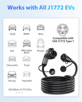 EVDANCE EV Charger Extension Cable, J1772 Extension Cable 50A 21FT Charging Cord for Electric Vehicle 110V-240V Compatible for All SAE J1772 Chargers (50A - 21FT) EVDANCE