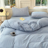 LifeTB Twin XL Comforter Set Blue Gingham Comforter with 2 Pillowcases Modern Plaid Grid Pattern Comforter Set for Men Boys Fluffy Soft Lightweight Bedding Boho Plaid Checkered Comforter Twin XL LifeTB