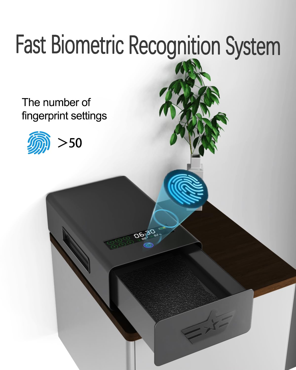 gun safe，Biometric Gun Safe For Handgun with fingerprint, key and digital password 3 .Smart Handgun Safe for Home Bedside Nightstand Car for 2 pistols Generic