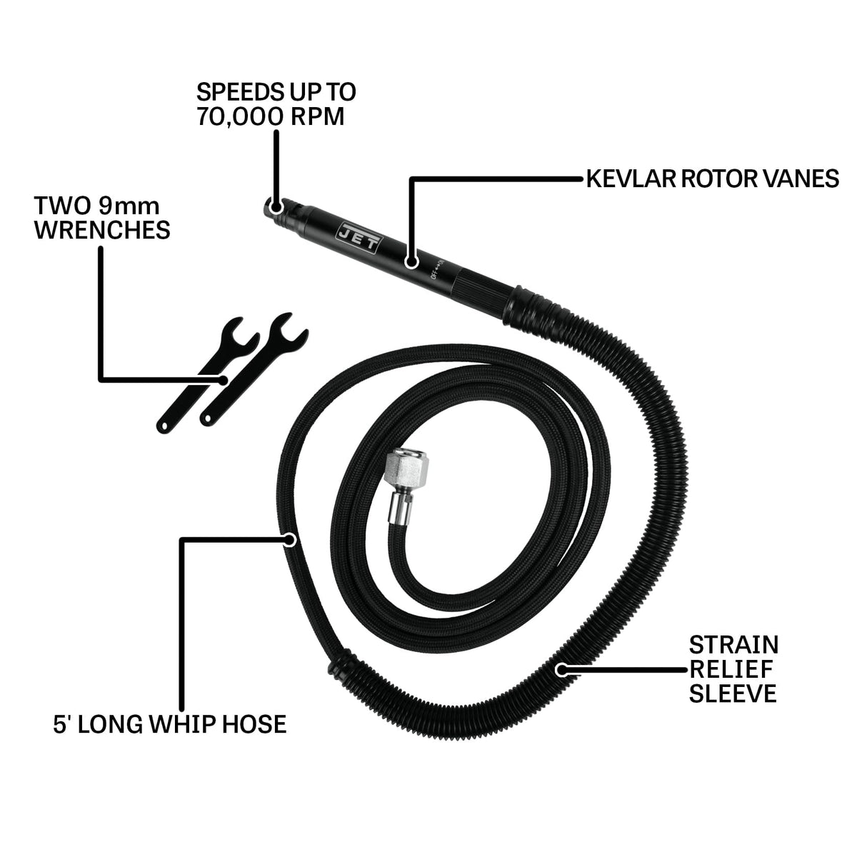 JET 1/8-Inch Pneumatic Micro Die Grinder, 70000 RPM (JAT-410) Jet