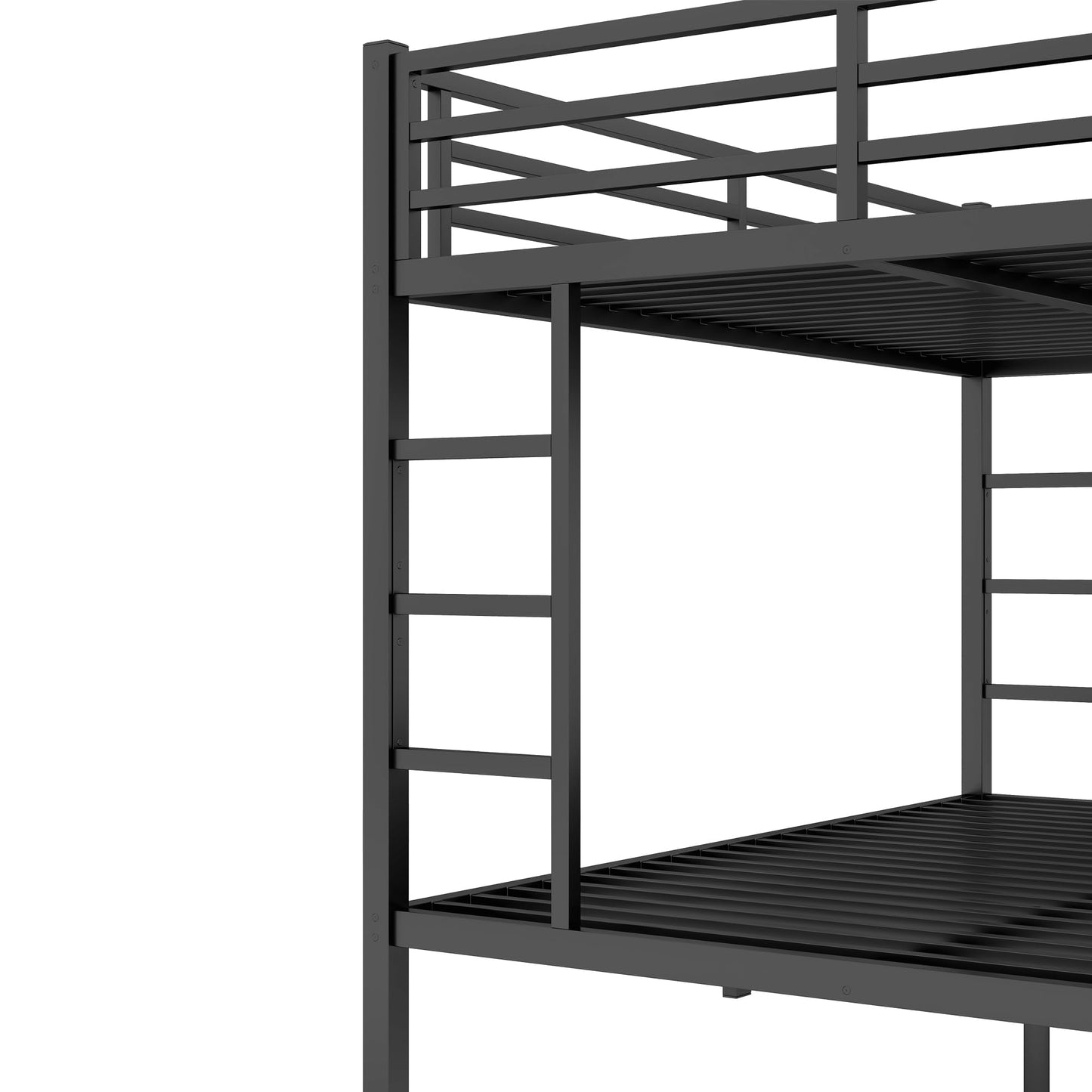 Queen Over Queen Bunk Bed for Adults, Queen Bunk Beds with 2 Ladder and Full Length Guardrail, Heavy Buty Metal Bunk Beds Queen Size/Queen Size Bunk Bed for Adults, Teens(Queen, Black)