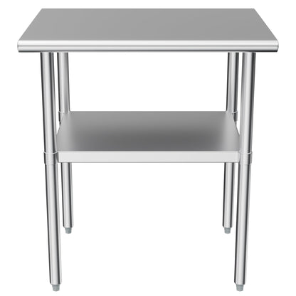 Stainless Steel Table for Prep & Work 24 x 48 Inches, NSF Metal Commercial Heavy Duty Table with Adjustable Under Shelf and Foot for Restaurant, Home and Hotel - WoodArtSupply