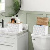 2 PCS White Tampon Holder for Bathroom Decor, Feminine Product Organizer With Lid, Shark Week Storage, Wood Pad Box for Toilet, Bathroom Accessories Jorkol