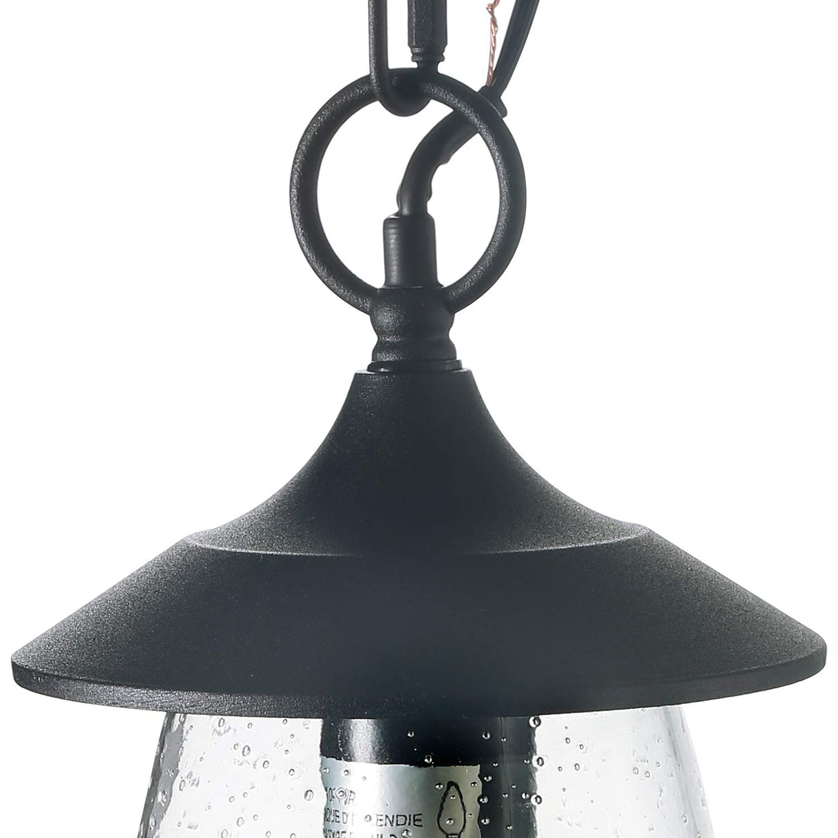 LOG BARN Outdoor Pendant Lights, Porch Fixture in Painted Black Metal with Clear Bubbled Glass Globe, Hanging Lantern Lamp for Gazebo, Entry, Yard LOG BARN