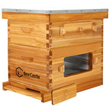 BeeCastle 8 Frame Langstroth Beehive, Bee Hive Beeswaxed Coated Beehive Starter Kit with Beehive Frames and Waxed Foundations (1 Deep Beehive Box & 1 Medium Super Beehive Box) BeeCastle