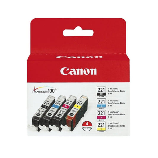 Canon CLI-221 Four Color Pack Compatible to MP980, MP560, MP620, MP640, MP990, MX860, MX870, iP4600, iP3600, iP4700