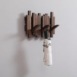 GOGREEBELL Natural Wood Wall Mounted Piano Coat Rack| Coat Rack Wall Mount| Flip Down Wall Hook Rack 3 Hooks| Entryway Wall Art Hook,Made of Acacia Wood (Dyed with Wood Wax Oil).Wall Art GOGREEBELL