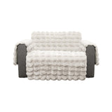 Snugglesinto Soft Faux Fur Sofa Cover Thick Shaggy Fuzzy Sectional Couch Cover Non-Slip Plush Sofa Slipcover Furniture Protector for Kids, Pets(Loveseat, White-Bubble) Snugglesinto