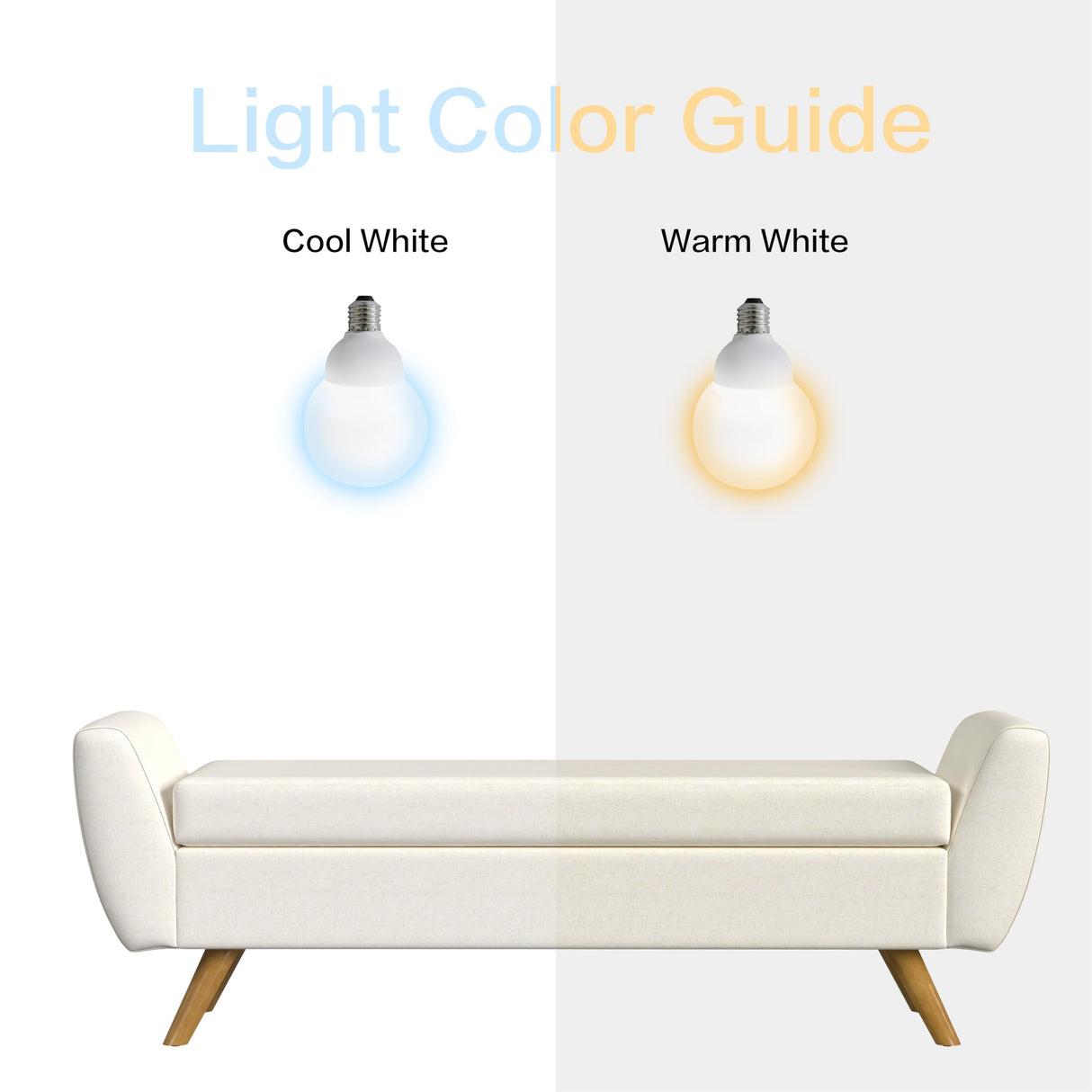 HomePop Modern Storage Bench with Wood Legs Home Décor|Bench with Storage for Living Room & Bedroom - Cream Textured Woven HomePop