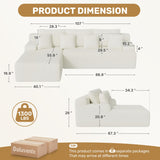 Daluvenix 107" Modern Boneless Couch with L - Shaped Chaise, Comfy Chenille Modular Sectional Sofa Daluvenix