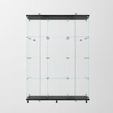 TRJQBCC 3 Column 2 Doors Tempered Glass Display Cabinet with LED Lights Strip, 4-Shelf Wooden Removable Curio Storage Cabinet with Casters, 65" H Lock Display Case Bookshelf for Home & Office (Black) TRJQBCC