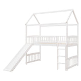 Harper & Bright Designs Twin Loft Bed with Slide for Kids, House Loft Bed Frame with Ladder and Guardrails, Wood Loft Beds for Kids, Boys, Girls, No Box Spring Needed, White Harper & Bright Designs