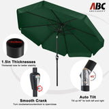 ABCCANOPY Patio Umbrella 10ft, Outdoor Table Umbrella with Push Button Tilt and Crank, 8 Ribs Umbrella for Patio Pool Garden Deck (Green) ABCCANOPY
