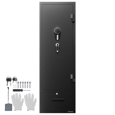 VEVOR 4 Gun Safe, Long Gun Cabinet for Rifles and Pistols, Quick Access Rifle Safe with 2 Ammo Slots, 2 Pistol Pockets & 2 Adjustable Racks, Large Digital Cabinet with Key and Password Lock VEVOR