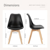 Sweetcrispy Dining Chairs Set of 8, Kitchen Room PU Leather Mid Century Modern Chairs, Upholstered Dining Desk Chairs with Wood Legs for Home Kitchen, Black Sweetcrispy
