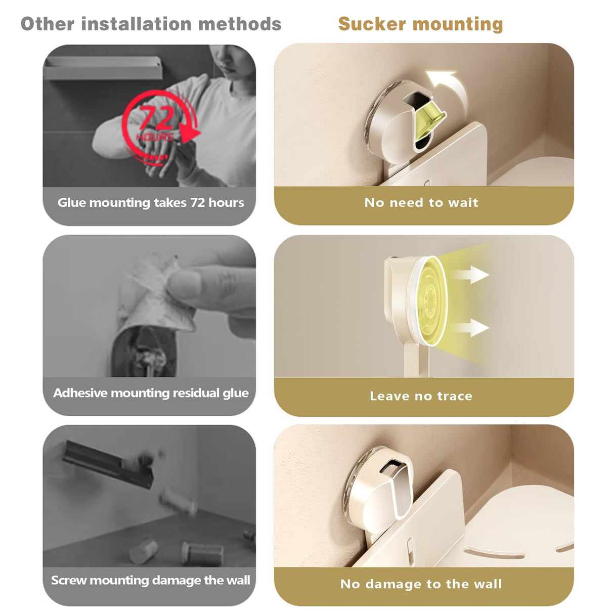 VOLPONE Corner Shower Caddy Suction Cup Shower Shelf Corner No Drilling Bathroom Shower Organizer Storage Rack Adhesive with Towel Bar Hooks(2-Pack, Ivory) VOLPONE