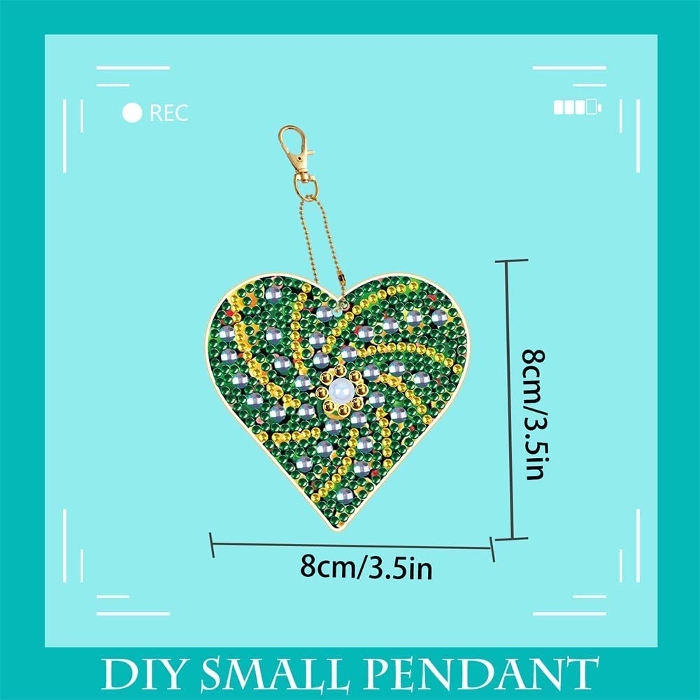 LUSandy 5pcs DIY 5D Heart Diamond Painting Keychain Kits Double Sided Full Drill Special Shape Heart Diamond Art Key Chain Key Ring Set for Backpack Shoulder Bag Accessories Adults LUSandy