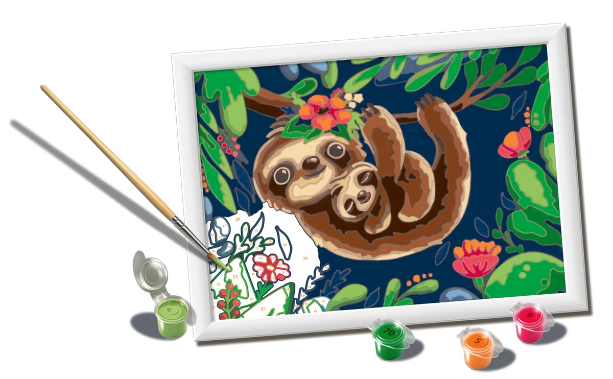 Ravensburger CreArt Sweet Sloths Paint by Numbers Kit for Kids - Painting Arts and Crafts for Ages 9 and Up Ravensburger