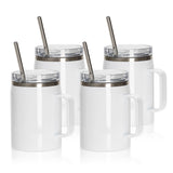 PYD Life Sublimation Mugs Tumblers Blanks with Handle Lid and Straw 30 OZ White Insulated Stainless Steel Jug Water Bottle with Handle for Sublimation Oven Printing 4 Pack PYD Life