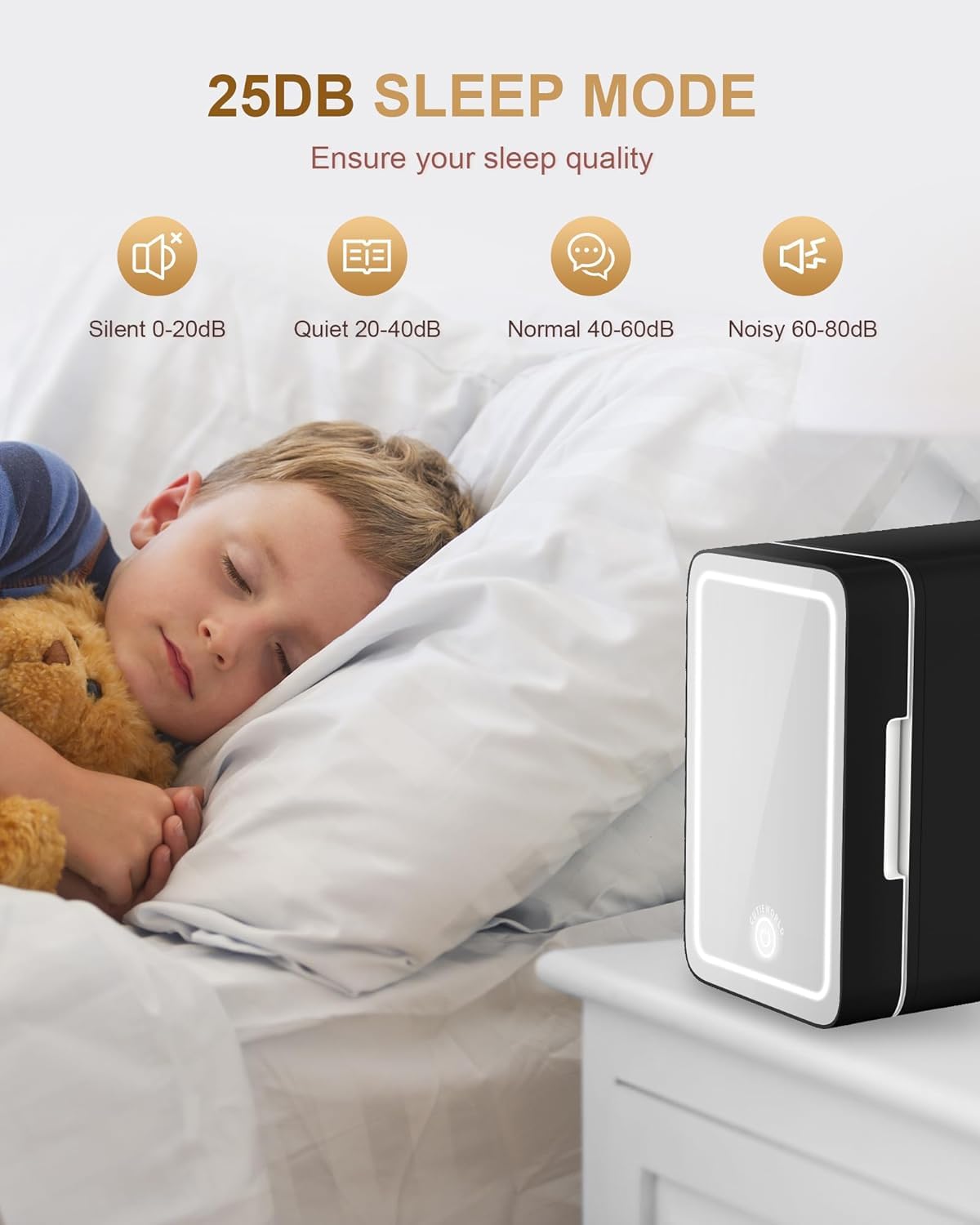 CUTIEWORLD Makeup Fridge With Dimmable LED Light Mirror, 4L Mini Fridge for Bedroom, Car, Office & Dorm, Cooler & Warmer, Portable Small Refrigerator for Cosmetics, Skin Care and Food, Black CUTIEWORLD