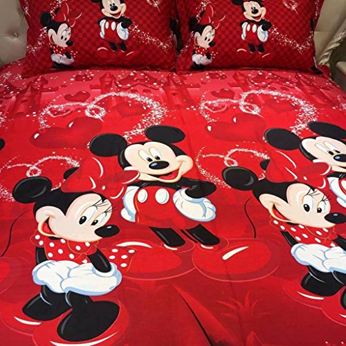 Haru Homie 100% Cotton Kids Reversible Printing Mickey Mouse Couples Duvet Cover 2PCS Bedding Set with Zipper Closure, Twin(No Comforter) Haru Homie