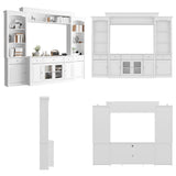 FAMAPY Large Entertainment Center with Bookshelves for TVs up to 60", Media Center with Doors and Shelves, TV Entertainment Center with Bridge, TV Hutch for Living Room White (104.3”W x 17”D x 82.3”H) FAMAPY