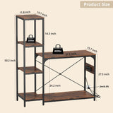 VOWNER 20-29 Gallon Fish Tank Stand with Power Outlet, Wood Aquarium Stand with Shelves for Fish Tank Accessories Storage, Heavy Duty Metal Frame, Turtle Reptile Terrarium Stand, Load 500lb, Brown VOWNER