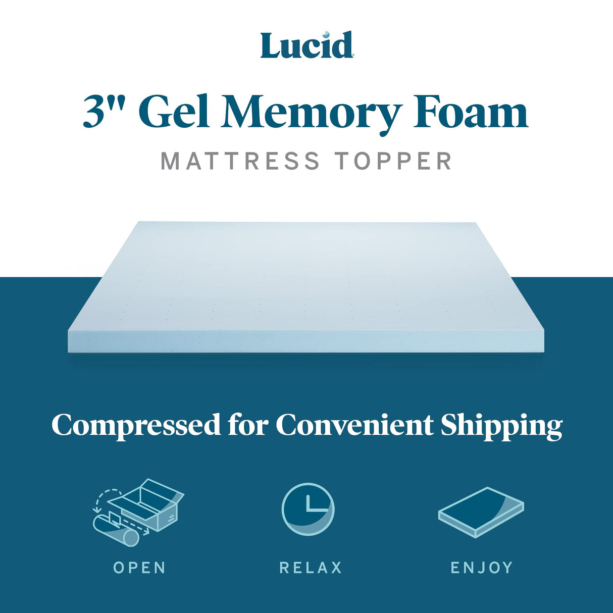 LUCID 3-inch Ventilated Gel Memory Foam Mattress Topper - Twin LUCID