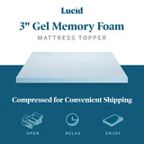 LUCID - LU30FF30GT Lucid 3 Inch Gel Infused Memory Foam Mattress, Full LUCID