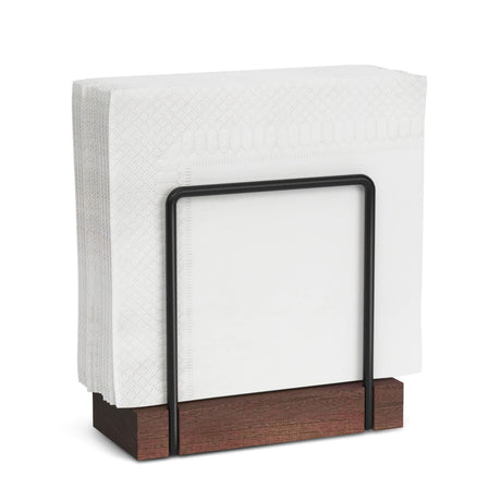 Napkin Holder for Table, Farmhouse Wood Standing Napkin Dispenser for Kitchen Dining, Modern Metal Napkin Holder for Table Picnic Coffee Bar, Napkin Holders Suitable for Dining Room Decors - Brown ShelFloat