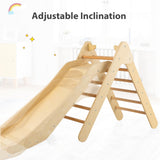Olakids Toddlers Triangle Climber, 2 in 1 Montessori Kids Wood Climbing Toy with Ramp, Ladder, Slide for Gym Playground, Indoor Baby Climb Play Structure Activity Set for Boys Girls 1-3 Olakids