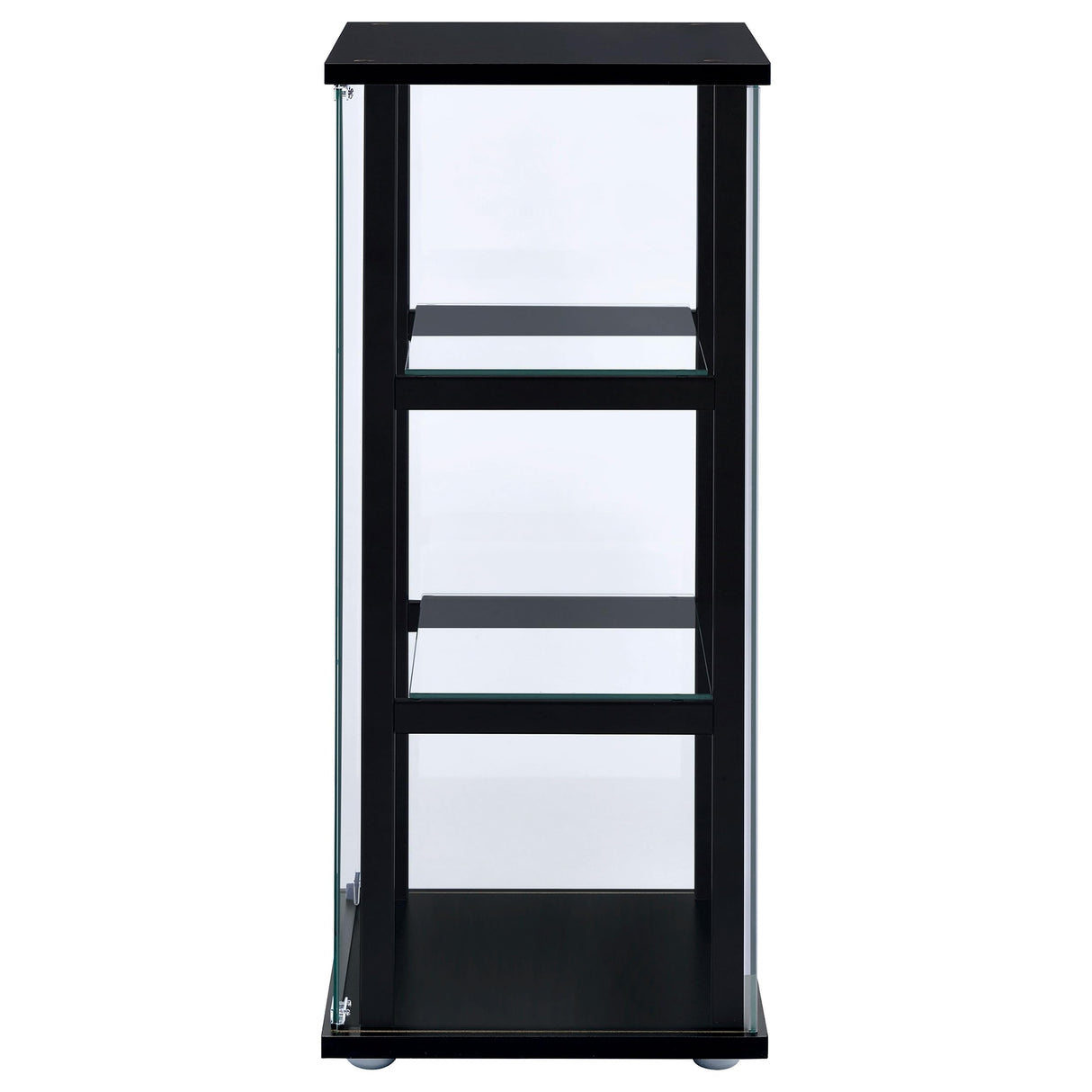 Coaster Home Furnishings Cyclamen 34-inch 3-Tier Clear Tempered Glass Curio Cabinet Display Case with Shelving Black 950179 Coaster Fine Furniture