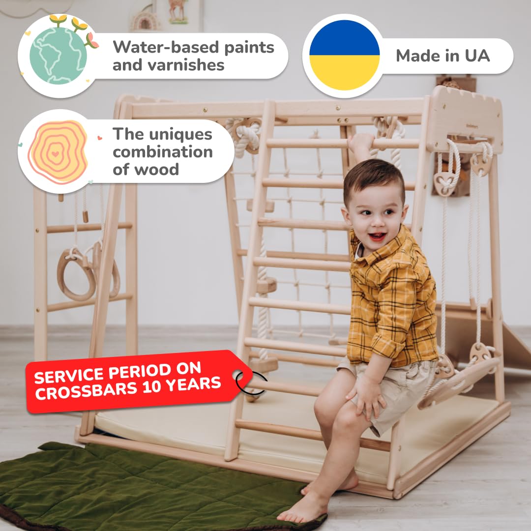 Woodandhearts Indoor Playground, Made in EU Jungle Gym for Kids Ages 1-4, Toddler Jungle Gym, Kids Playground, Jungle Gym for Kids Ages 1-4, Toddler Jungle Gym, Montessori Play Gym