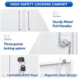 AFAIF Metal Storage Cabinets with Locking Doors, 36 inch Lockable Steel Office Cabinet with Adjustable Shelves, Small Short Garage Caninet, White Locked Tool Caninets for Home, Office, Garage, Hallway AFAIF