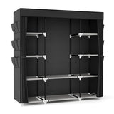 VTRIN Portable Closet Wardrobe for Hanging Clothes 57.3 Inch Large Capacity Clothes Rack with Cover, 10 Storage Organizer Shelves, 1 Hanging Rods and 6 Pockets, Free Standing Closet for Bedroom, Black VTRIN
