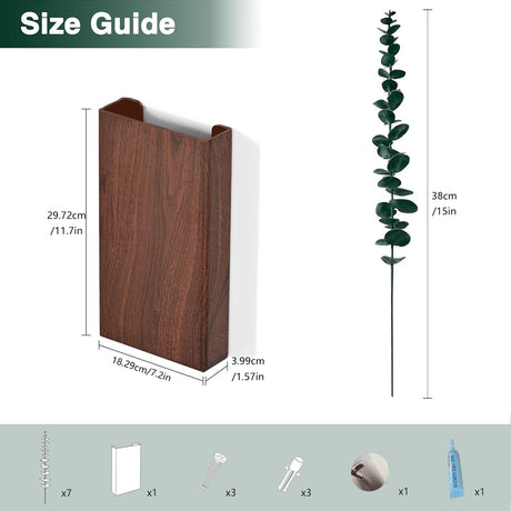 MODorlia Hidden Gun Storage，Wall-Mounted Flower Pots Vase Simulation Eucalyptus Farmhouse Wall Decor Suitable for Indoor Fake Plants Living Room Bedroom Kitchen Home Office Decoration MODorlia