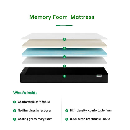 VFD 6 Inch Twin Memory Foam Mattress - Medium Firm Feel - Gel Infusion - Memory Foam Infused with Removable Cover- No Fiberglass - Breathable - CertiPur Certified