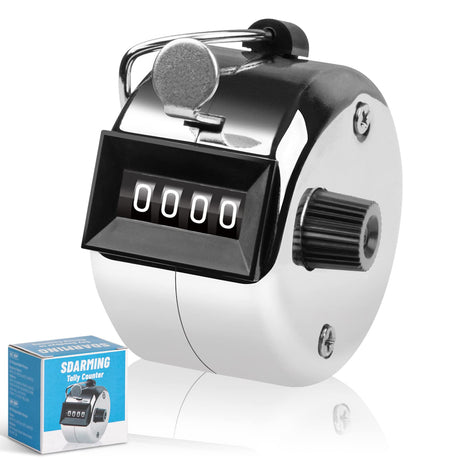 SDARMING Tally Counter, 4-Digit Clicker Counter, Metal Hand Tally Counters Clicker Pitch Counter for Counting, Knitting, Coaching, Golf, Lap, Fishing SDARMING