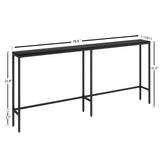 SONGXIN 70.9" Console Table,Modern Extra Narrow Long Sofa Table Behind Couch,Skinny Entry Table with Black Metal Frame for Living Room, Hallway,Classic Black SONGXIN