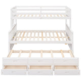 Linique Twin-Over-Full Bunk Bed with Twin Size Trundle,Can be Divided into a Captain Bed with 3 Drawers and a Single Bed for Bedroom,Guest Room(White) Linique