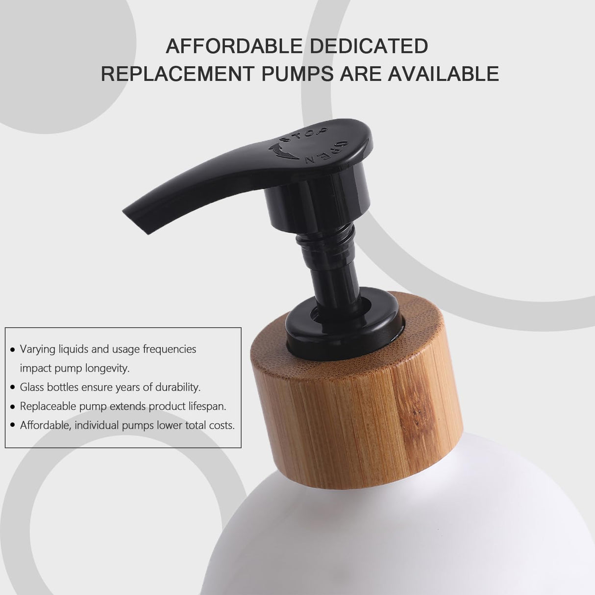 MOMEEMO Glass Soap Dispenser Set, Contains Hand Soap Dispenser and Dish Soap Dispenser, Suitable for Black and White Kitchen Decor. (Black & White) MOMEEMO