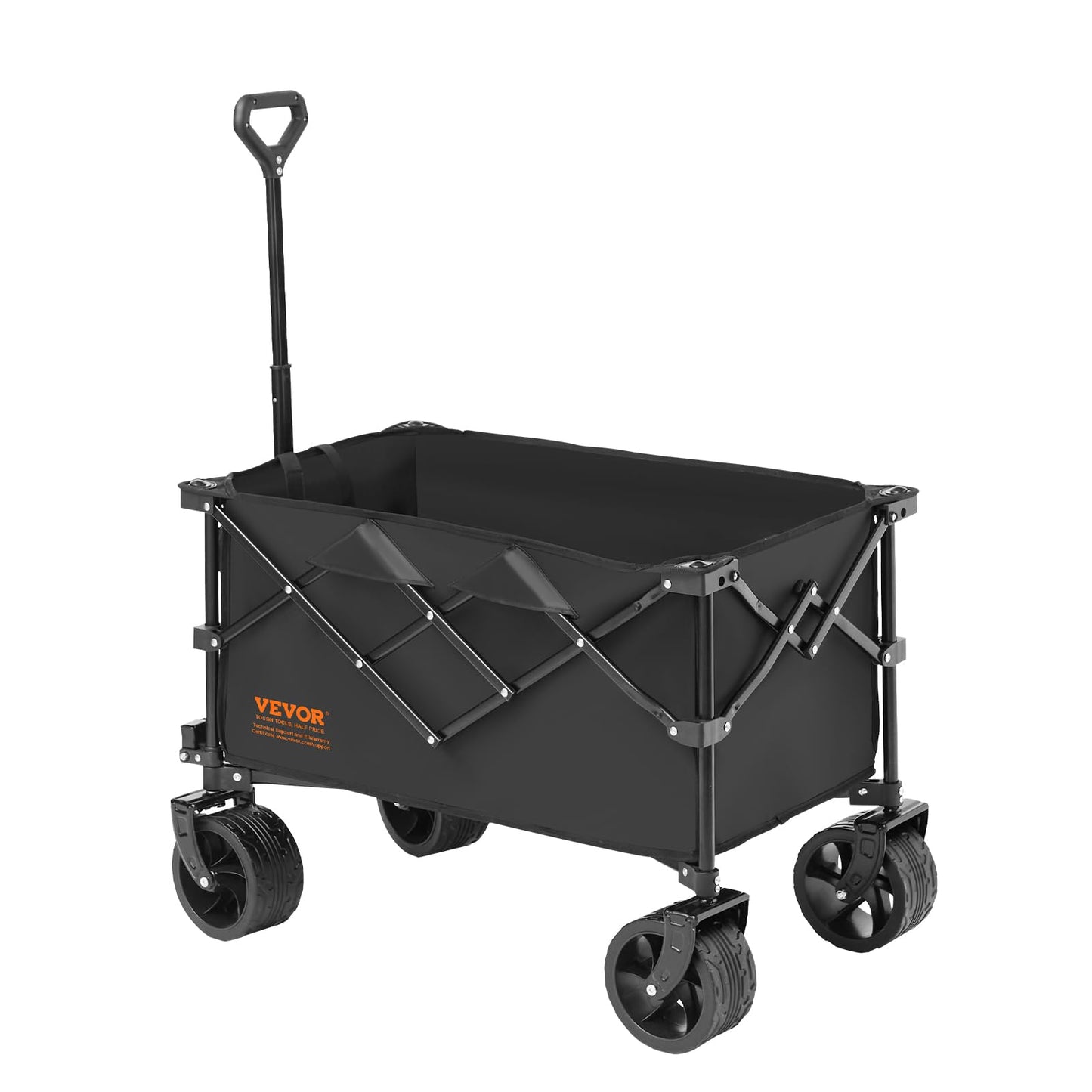 VEVOR 220L/350lbs Collapsible Folding Wagon, Heavy Duty Beach Wagon Cart Foldable with Big Wheels, Outdoor Utility Wagon All Terrain Wagon for Groceries Camping