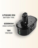 Bakipante 18V 6.5Ah Lithium Battery Replacement for Dewalt 18 Volt XRP Battery DC9096 DC9098 DC9099 DE9039 DE9095 DE9096 DE9098 DW9095 DW9096 DW9098 DE9503 DC9182 Replacement for Dewalt Batteries Bakipante