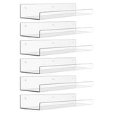 upsimples 6 Pack Acrylic Shelves for Wall Storage, 15" x 4“ Floating Bookshelves for Kids, Display Shelf Organizer for Bathroom, Bedroom, Living Room, Kitchen, Room Decor, Clear upsimples