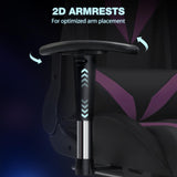 HOFFREE Gaming Chair with Bluetooth Speakers and Led Lights Massage Vide Game Chairs with Footrest Reclining Computer Gamer Chair Purple and Black HOFFREE