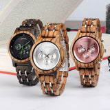 BOBO BIRD Women Wooden Watches Luxury Wood Metal Strap Chronograph & Date Display Quartz Watch Fashion Zebra Wood Casual Business Ebony Wristwatches (Custom) BOBO BIRD