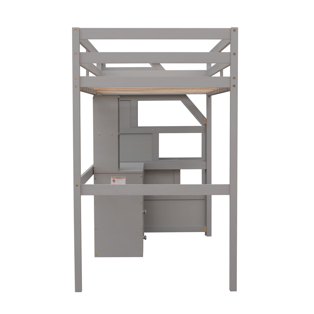 Harper & Bright Designs Twin Loft Bed with Storage Stairs, Desk and Removable Bottom Bed – Grey Harper & Bright Designs