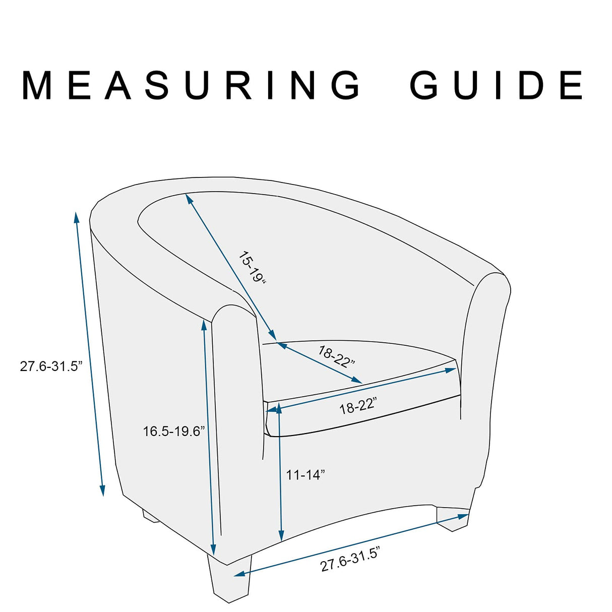 WOMACO 2 Pieces Club Chair Slipcover Printed Stretch Armchair Tub Round Barrel Swivel Chair Covers withc Cushion Cover Elastic Bottom Sofa Furniture Protector for Tullsta (1, Navy) WOMACO